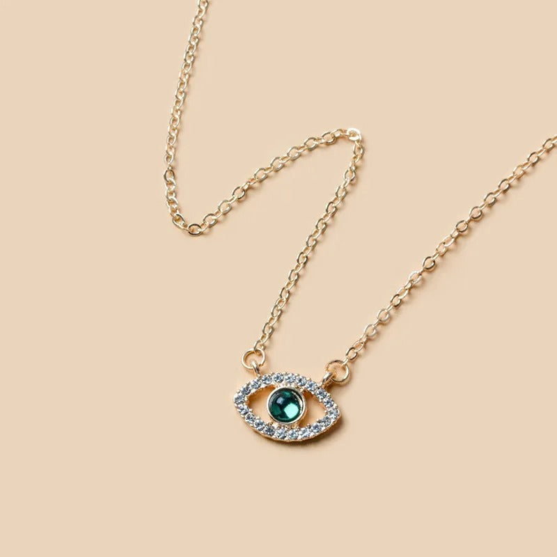 Double Layer Palm Evil Eyes Pendant Necklace